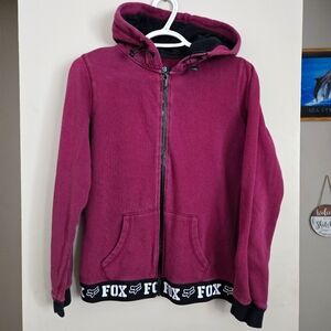 Fox Racing Hoodie Zip Up Burgandy Womens Small Sweater Biking Dirt